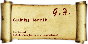 Gyürky Henrik névjegykártya