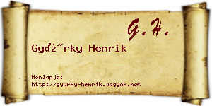 Gyürky Henrik névjegykártya